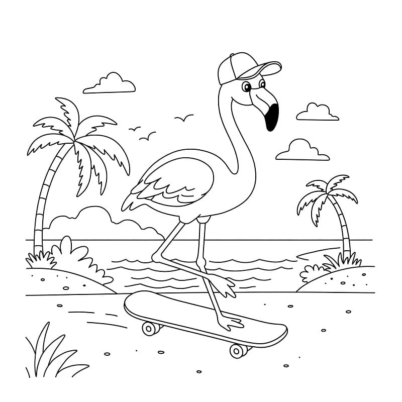 Gratis Fenicottero per Bimbi da colorare