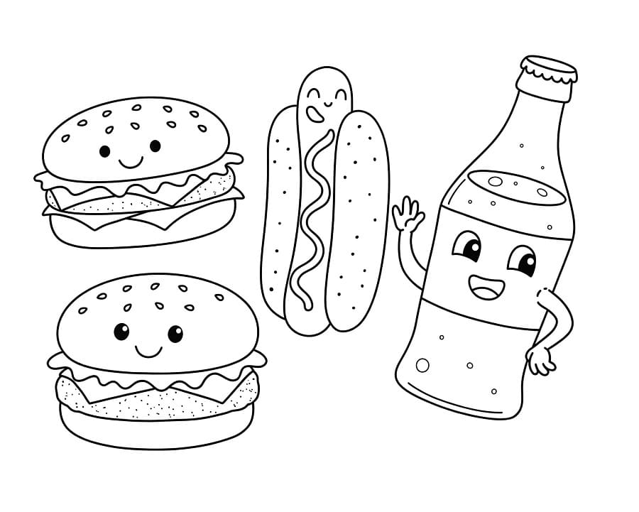 Gratis Hamburger Stampabile da colorare