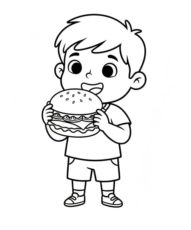 Hamburger Facile da colorare