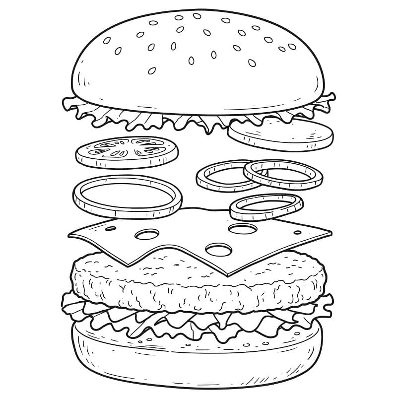 Hamburger Immagine Stampabile da colorare