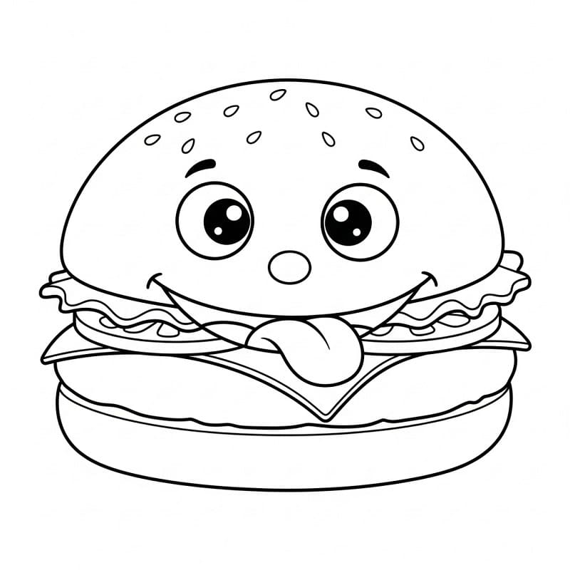 Hamburger Stampabile Gratis da colorare