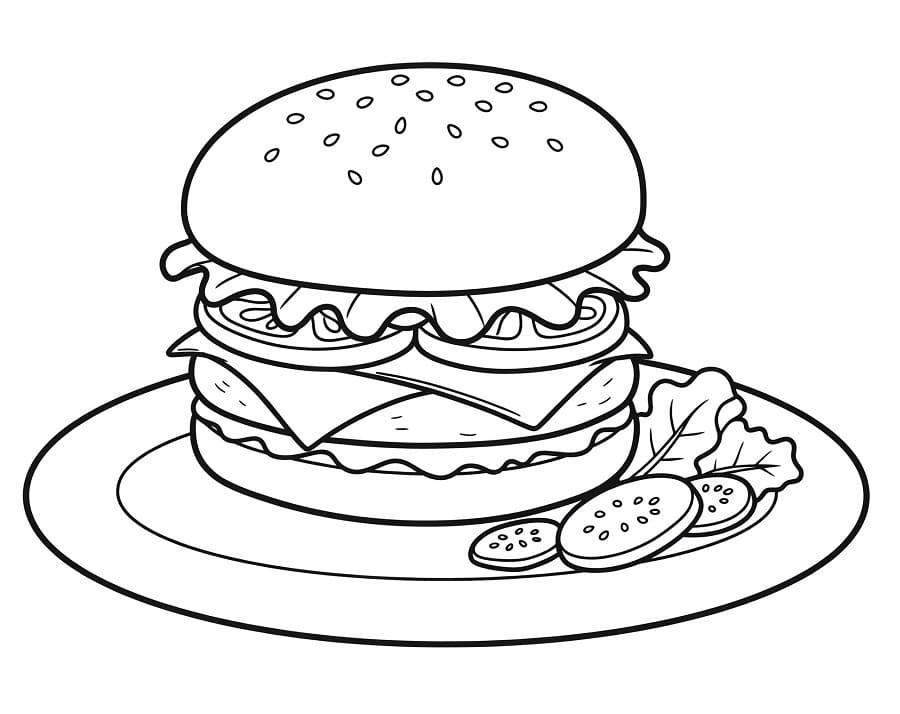 Hamburger per Bimbi di 1 Anno da colorare