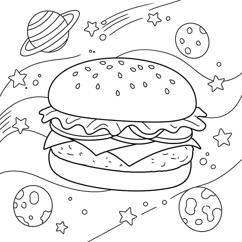 Hamburger per Bimbi di 2 Anni da colorare