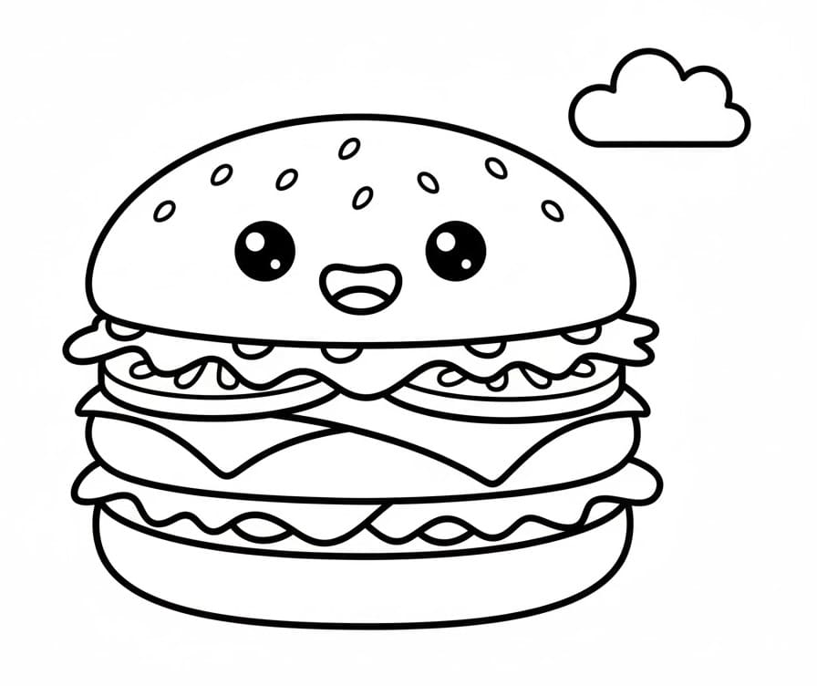 Hamburger per Bimbi di 4 Anni da colorare