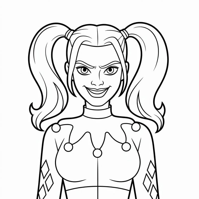Harley Quinn Sorridente da colorare