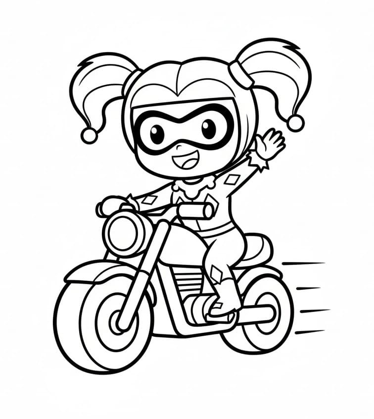 Harley Quinn in Moto da colorare