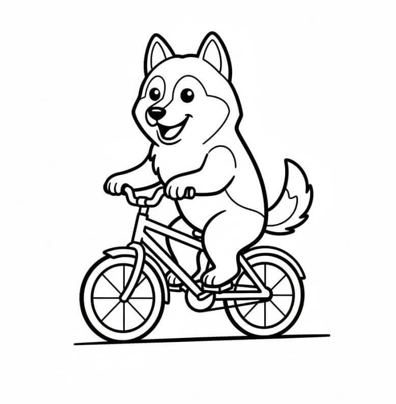 Husky Sorridente da colorare