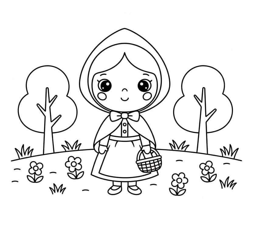 Immagine Cappuccetto Rosso da colorare