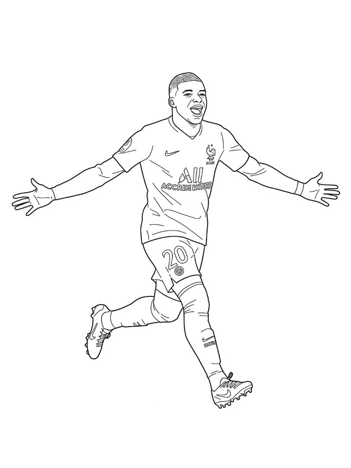 Kylian Mbappé Gratis Stampabile da colorare