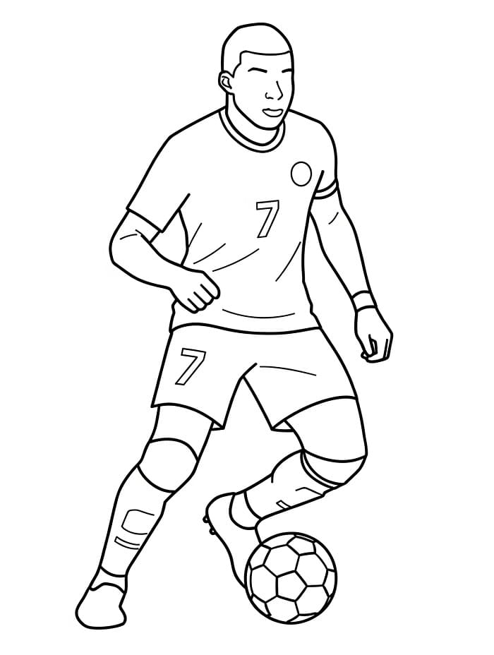 Kylian Mbappé Stampabile Gratis da colorare
