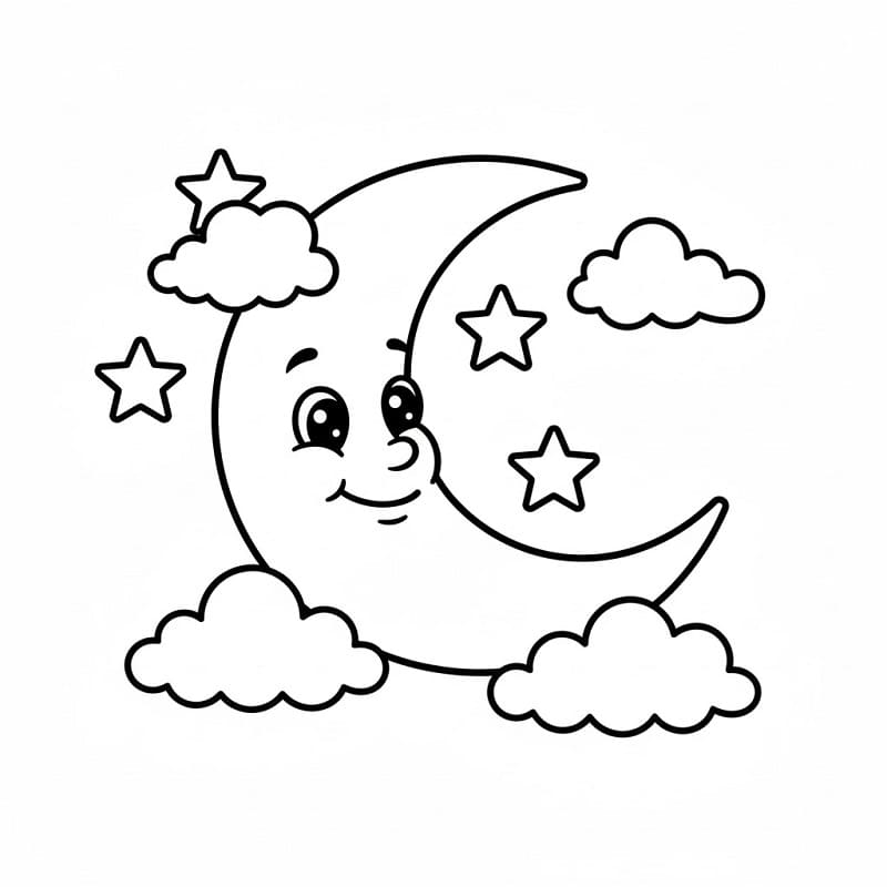 Luna Amichevole da colorare