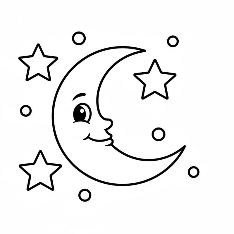 Luna Felice e Stelle da colorare