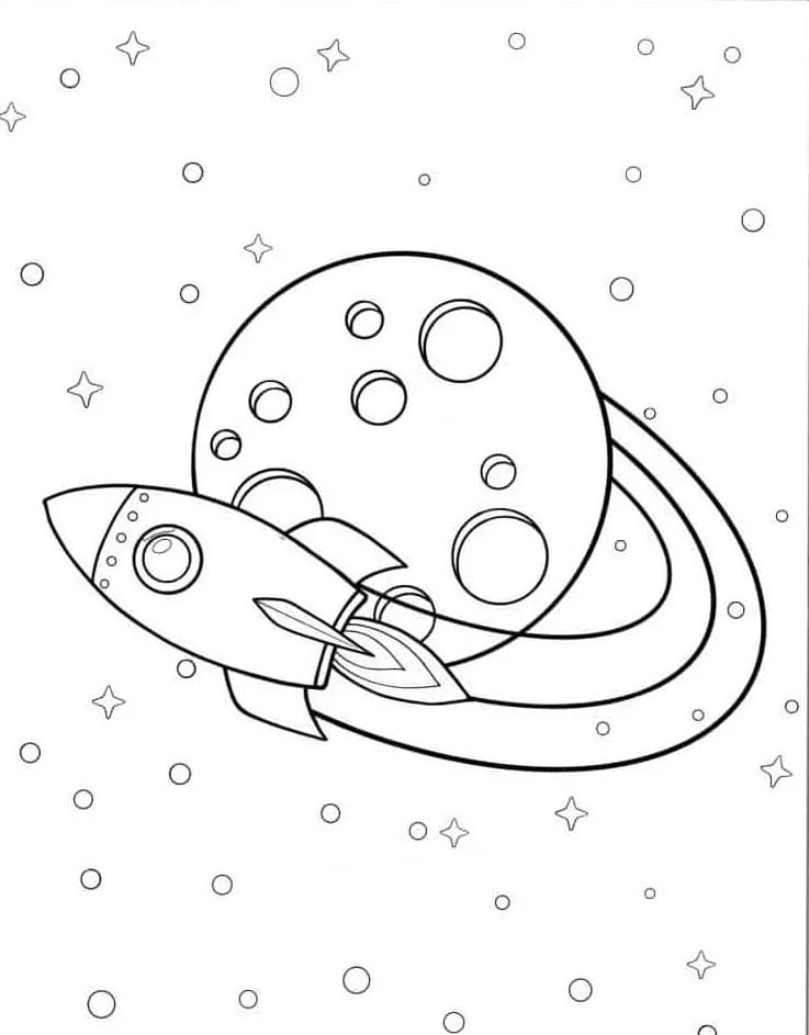 Luna e Razzo da colorare