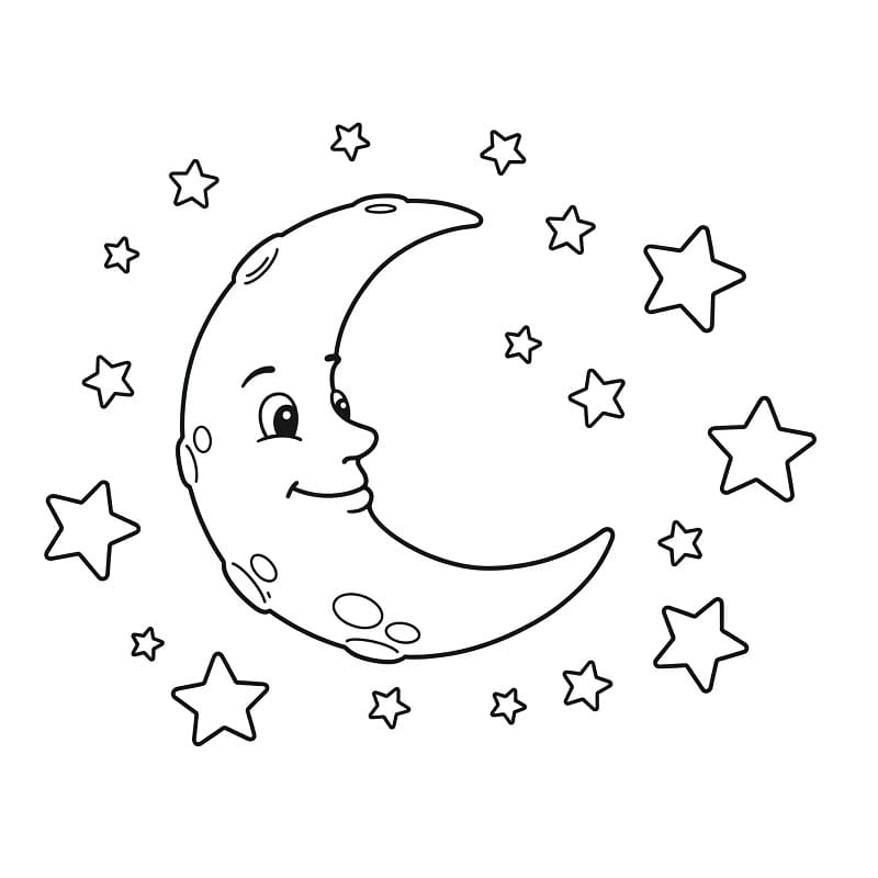 Luna e Stelle Cartone da colorare