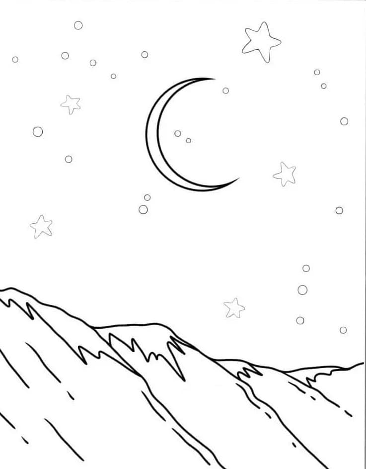 Luna e Stelle da colorare