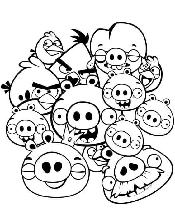 Maiali Angry Birds da colorare