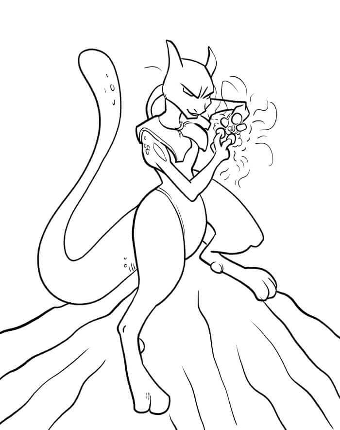 Mewtwo Gratis per Bambini da colorare