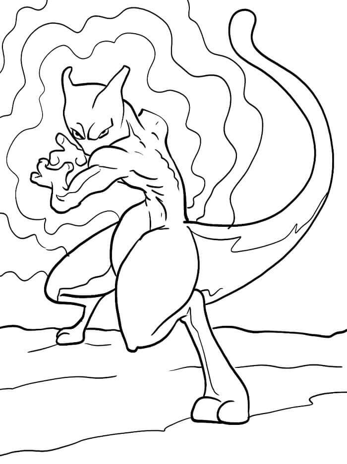 Mewtwo Stampabile Gratis da colorare