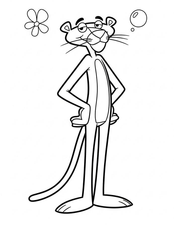 Pantera Rosa Amichevole da colorare