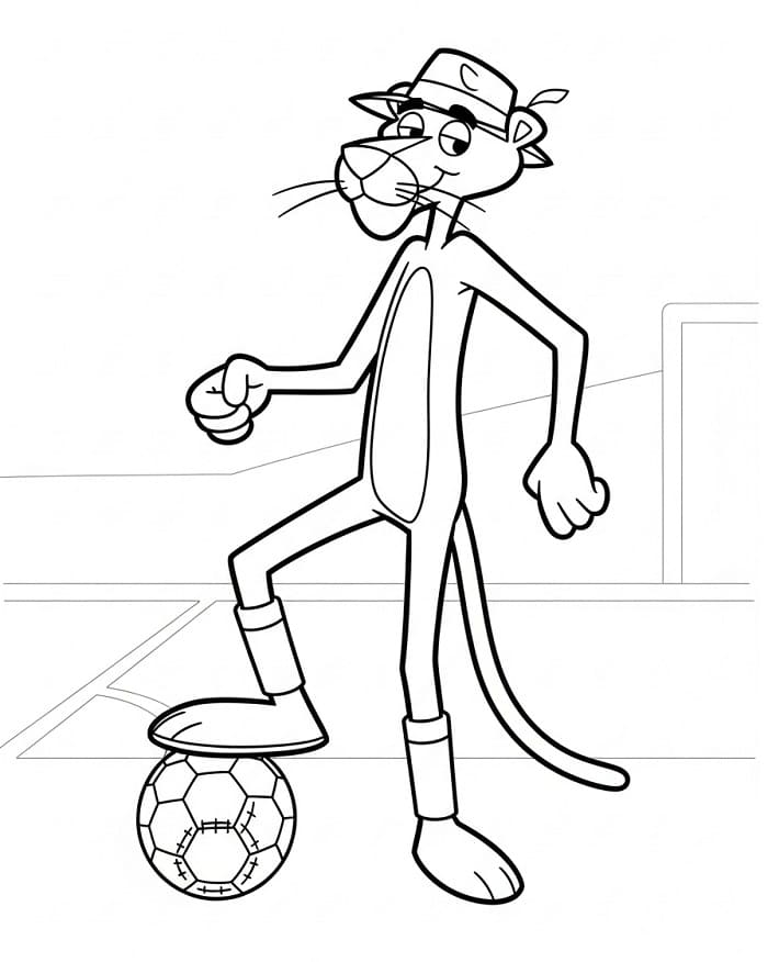 Pantera Rosa Gioca a Calcio da colorare