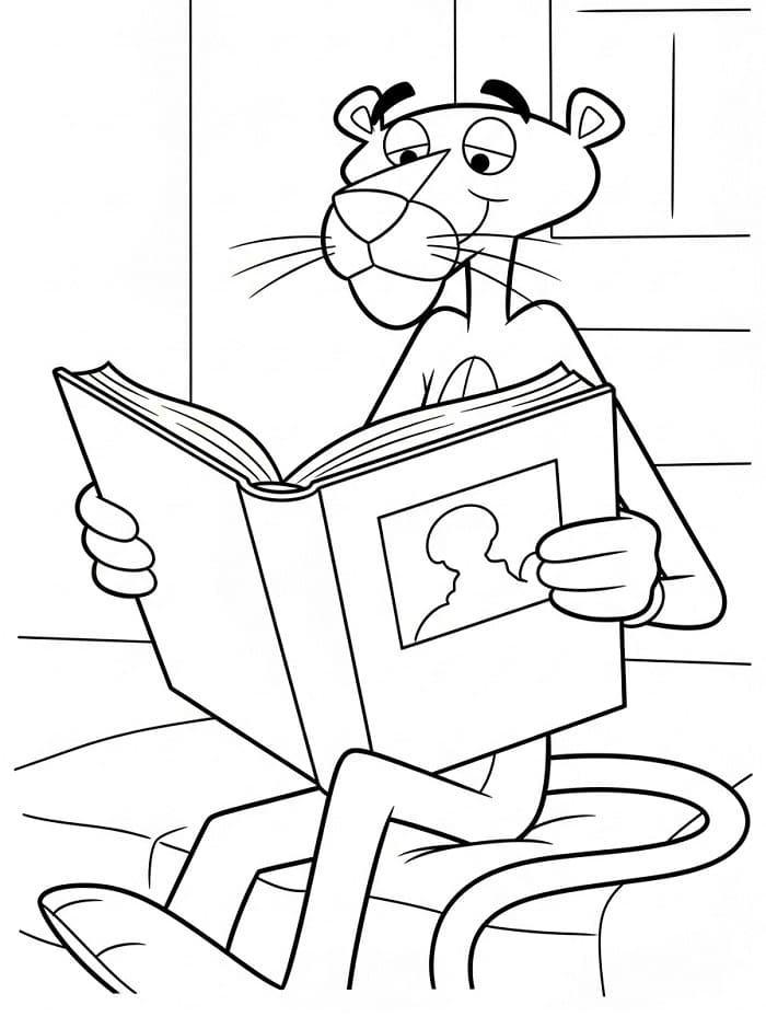 Pantera Rosa Legge Libro da colorare