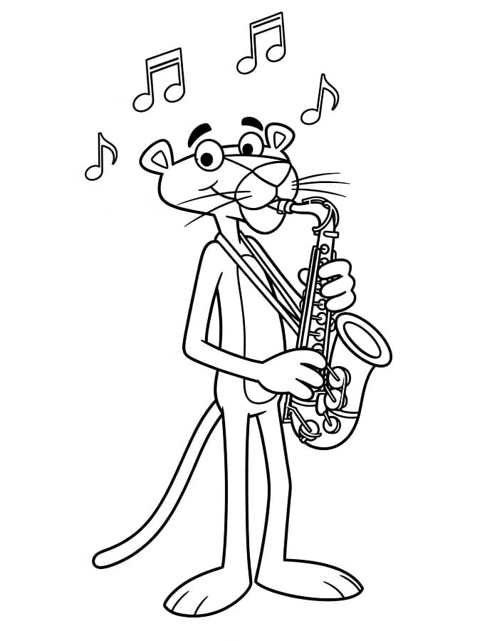 Pantera Rosa Suona Sassofono da colorare