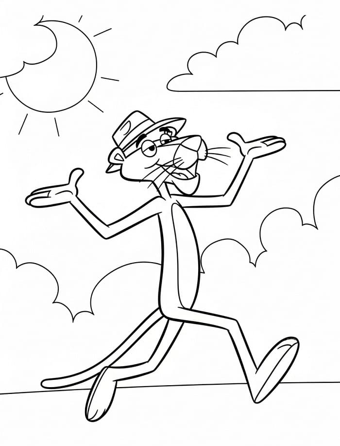 Pantera Rosa che Corre da colorare