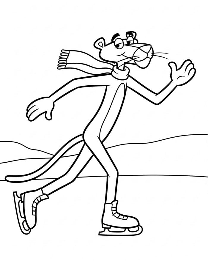 Pantera Rosa che Pattina da colorare