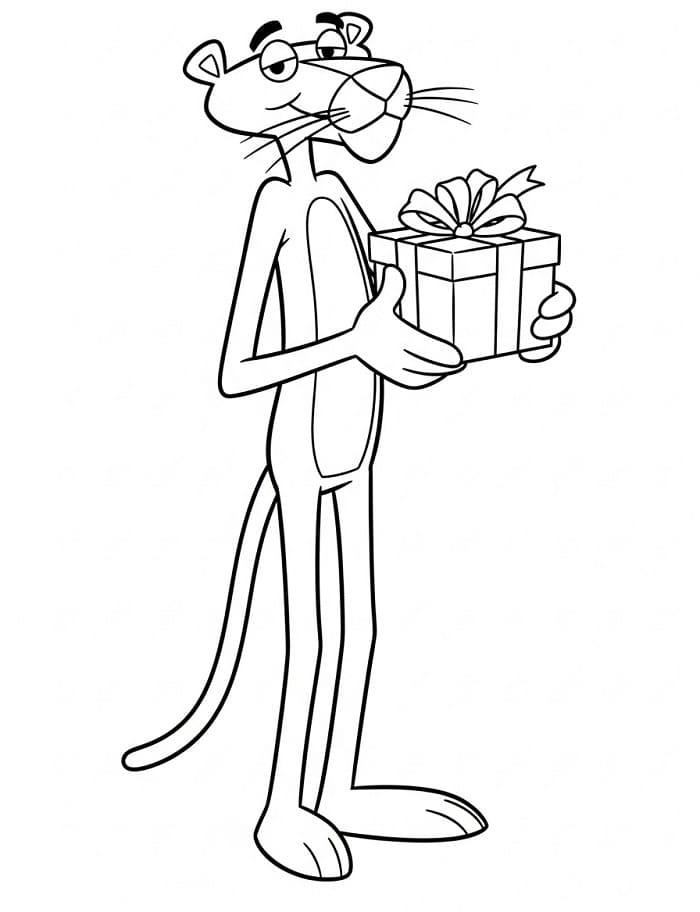 Pantera Rosa con Regalo da colorare