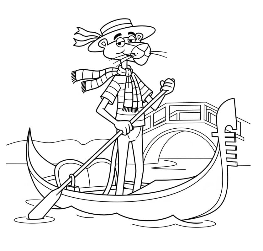 Pantera Rosa in Barca da colorare