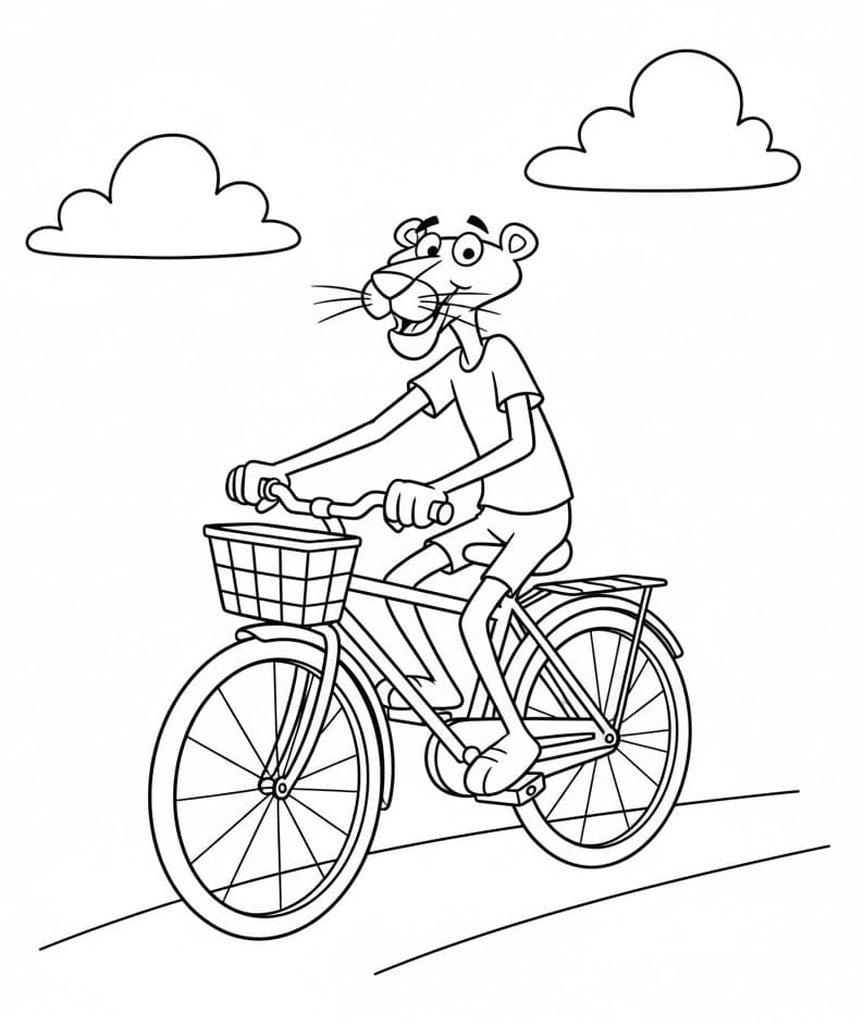 Pantera Rosa in Bicicletta da colorare