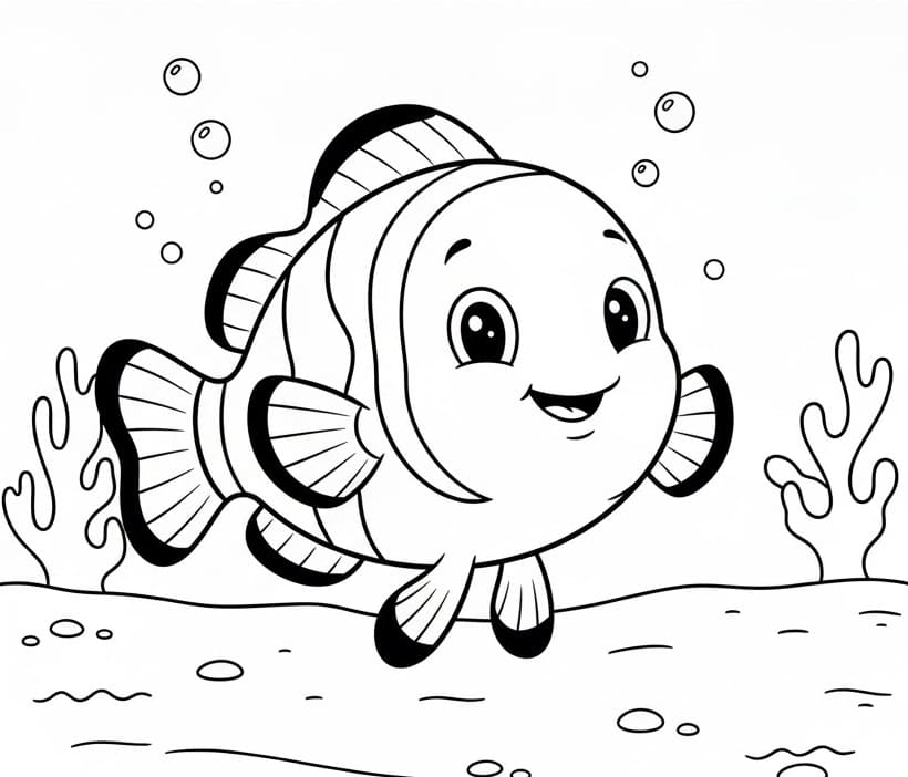 Pesce Cartone Allegro da colorare