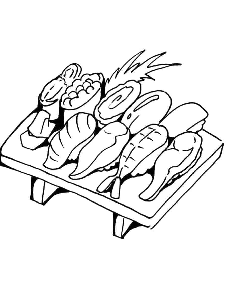 Piatto di sushi da colorare