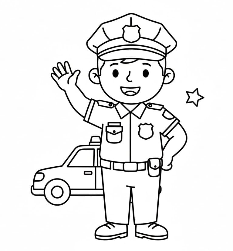 Poliziotto Cartone da colorare