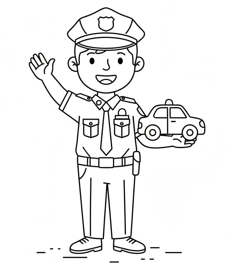 Poliziotto Facile da colorare