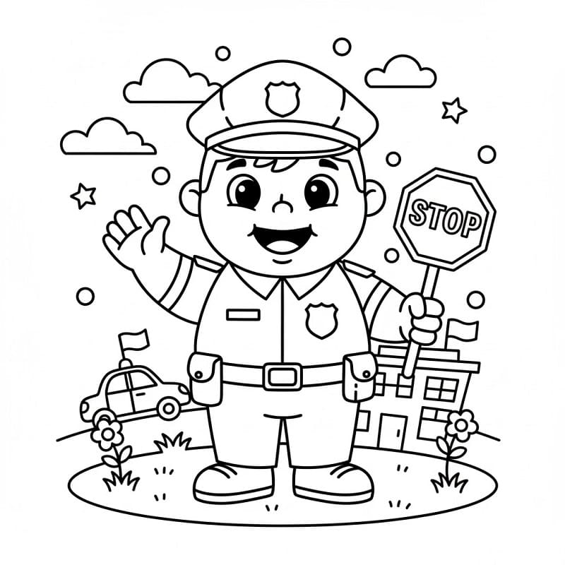 Poliziotto Grazioso da colorare