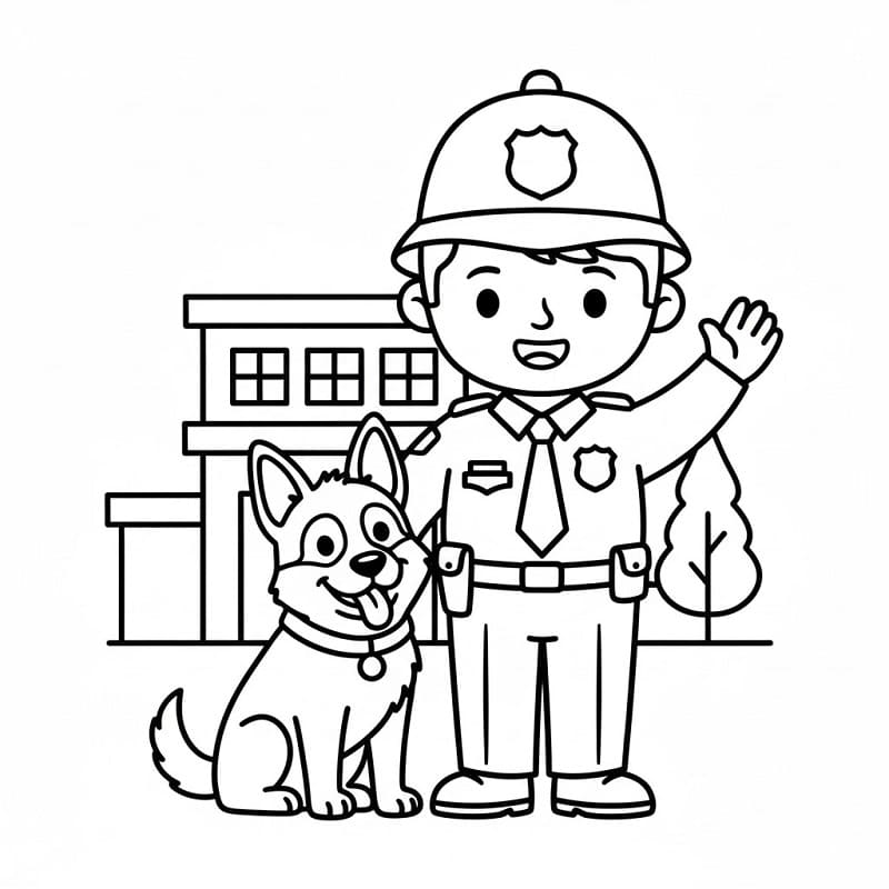 Poliziotto Stampabile per Piccoli da colorare