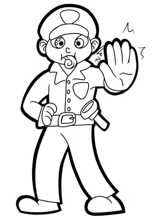 Poliziotto per Bimbi di 1 Anno da colorare