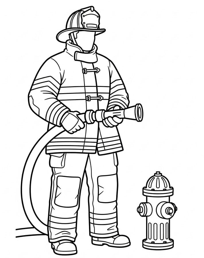 Pompiere Cartone da colorare