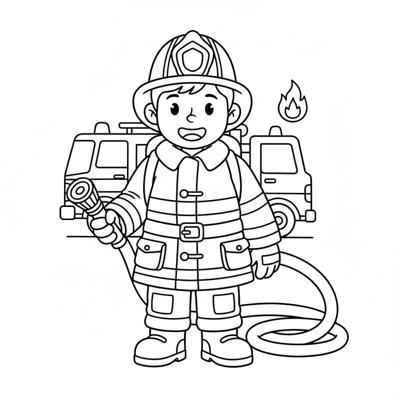 Pompiere Figo da colorare