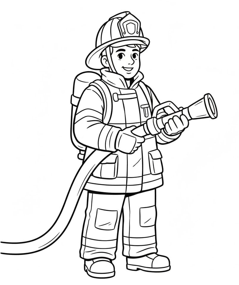 Pompiere Gratis Stampabile da colorare