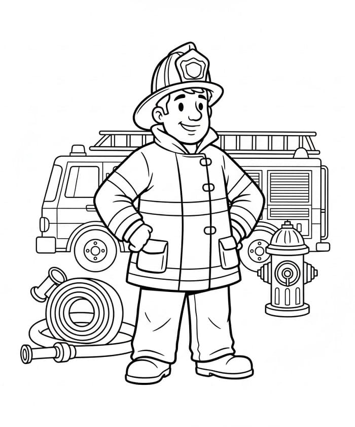 Pompiere Grazioso da colorare