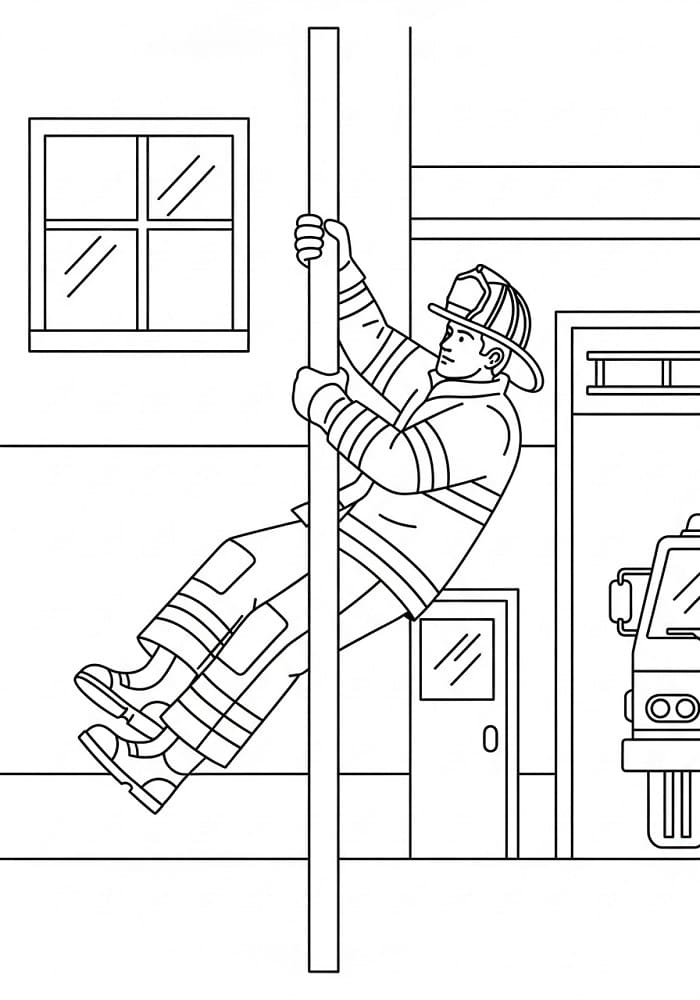 Pompiere Semplice da colorare