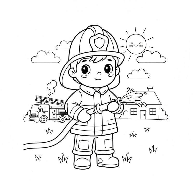 Pompiere da colorare