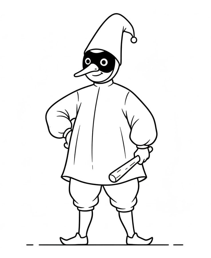 Pulcinella Semplice da colorare