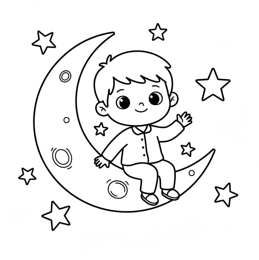 Ragazzo sulla Luna da colorare