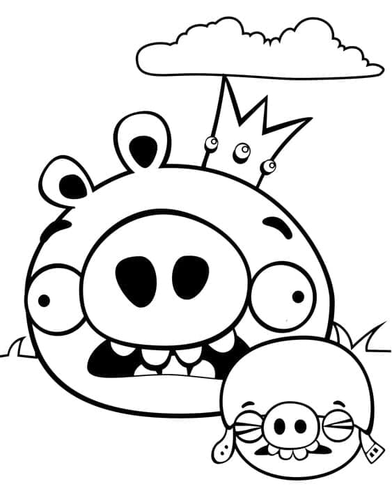 Re Maiale e Maiale Elmo Angry Birds da colorare
