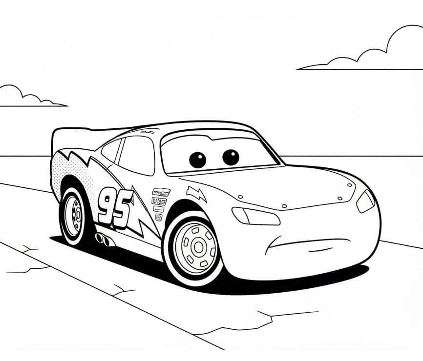 Saetta McQueen Gratis per Bambini da colorare