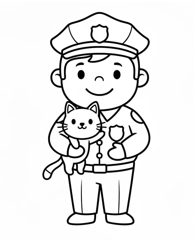 Stampa Poliziotto da colorare
