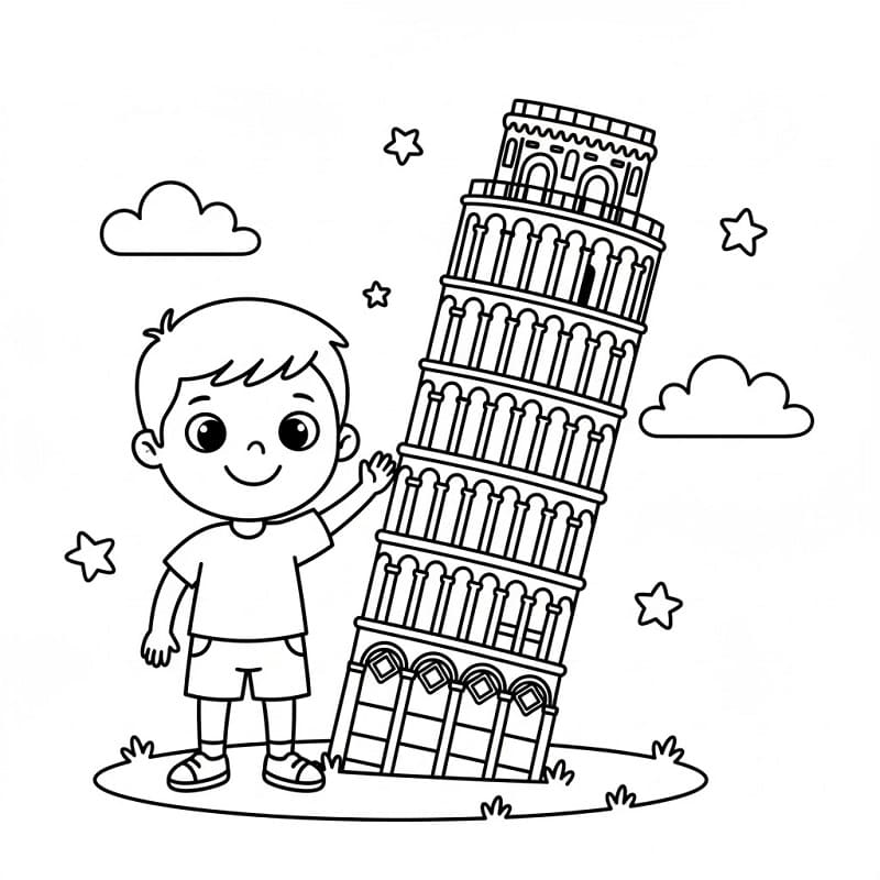 Stampa Torre di Pisa da colorare